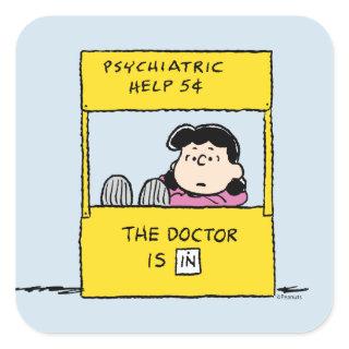 Peanuts | Lucy & the Doctor Is In Square Sticker