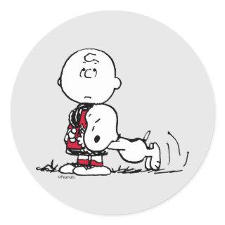 PEANUTS | Red & Black Pattern Classic Round Sticker