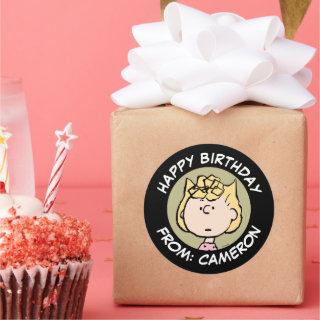 Peanuts | Sally's Faces | Happy Birthday Classic Round Sticker