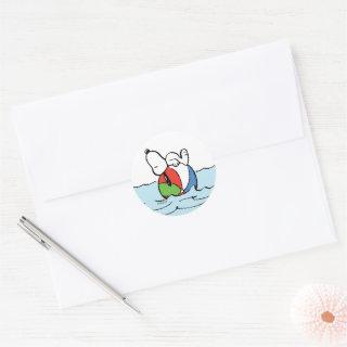 Peanuts | Snoopy Beach Ball Beach Classic Round Sticker