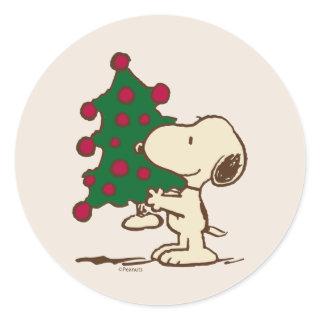 Peanuts | Snoopy Christmas Tree Classic Round Sticker
