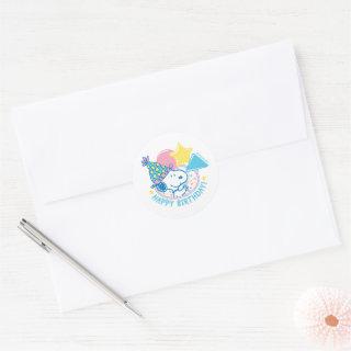 PEANUTS | Snoopy Happy Birthday Balloons Classic Round Sticker
