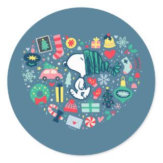 Peanuts | Snoopy Holiday Happiness Heart Classic Round Sticker