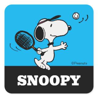 Peanuts | Snoopy Plays Tennis Square Sticker
