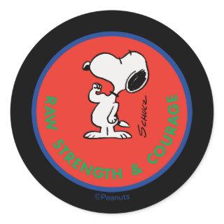 Peanuts | Snoopy Raw Strength & Courage Badge Classic Round Sticker