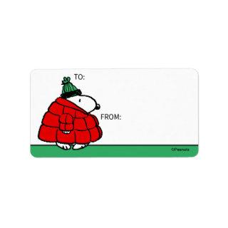 Peanuts | Snoopy Red Puffer Jacket Label