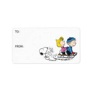 Peanuts | Snoopy, Sally & Linus Sled Gift Tag