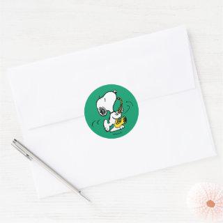 Peanuts | Snoopy Saxophone Player Classic Round Sticker