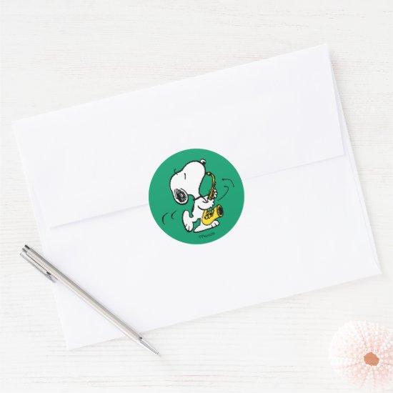 Peanuts | Snoopy Saxophone Player Classic Round Sticker