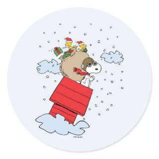 Peanuts | Snoopy the Red Baron at Christmas Classic Round Sticker