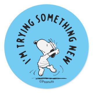 Peanuts | Snoopy Trying Something New Classic Round Sticker