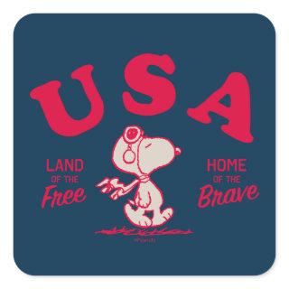 Peanuts | Snoopy USA Land of the Free Square Sticker