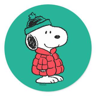 Peanuts | Snoopy Winter Coat & Hat Classic Round Sticker
