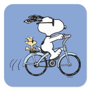 Peanuts | Snoopy & Woodstock Bicycle Square Sticker