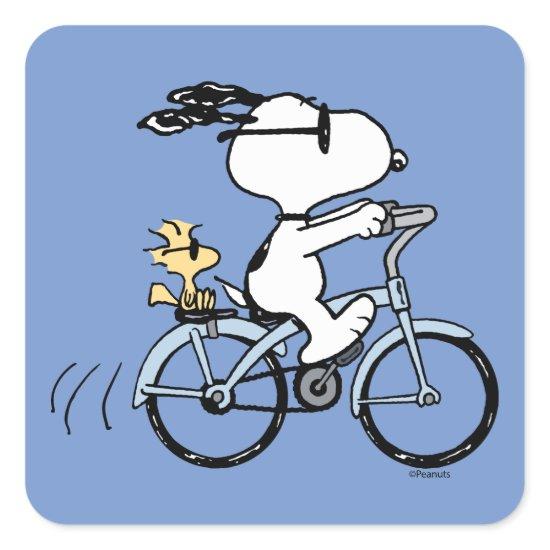 Peanuts | Snoopy & Woodstock Bicycle Square Sticker