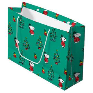 Peanuts | Snoopy & Woodstock Christmas Pattern Large Gift Bag