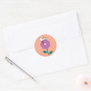 Peanuts | Snoopy & Woodstock Flower Whistle Classic Round Sticker