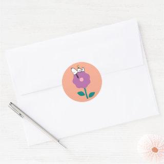 Peanuts | Snoopy & Woodstock Flower Whistle Classic Round Sticker