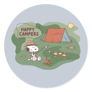 Peanuts | Snoopy & Woodstock Happy Campers Classic Round Sticker
