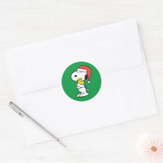 Peanuts | Snoopy & Woodstock Holiday Hugs Classic Round Sticker