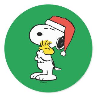 Peanuts | Snoopy & Woodstock Holiday Hugs Classic Round Sticker