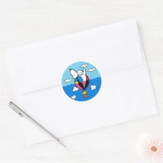 Peanuts | Snoopy & Woodstock Hot Air Balloon Classic Round Sticker