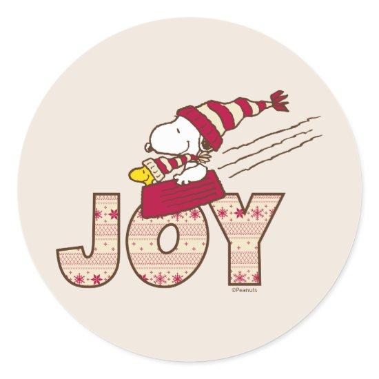 Peanuts | Snoopy & Woodstock Joy Sled Ride Classic Round Sticker
