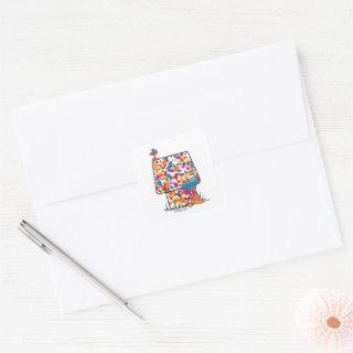 Peanuts | Snoopy & Woodstock Rainbow Paint Square Sticker