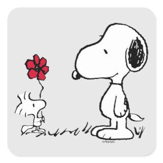 Peanuts | Snoopy & Woodstock Red & Black Square Sticker