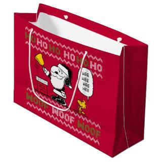 Peanuts | Snoopy & Woodstock Santa Bell Ringer Large Gift Bag