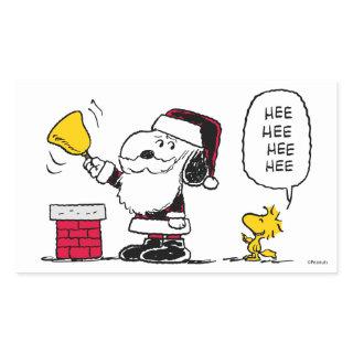 Peanuts | Snoopy & Woodstock Santa Bell Ringer Rectangular Sticker