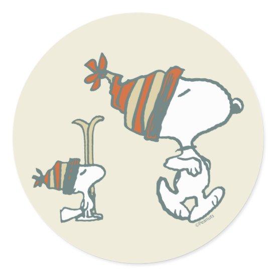 Peanuts | Snoopy & Woodstock Ski Trip Classic Round Sticker