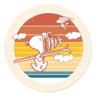 Peanuts | Snoopy & Woodstock Ski Trip Classic Round Sticker