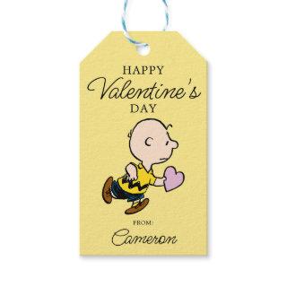 Peanuts | Valentine's Day Charlie Brown Pink Heart Gift Tags