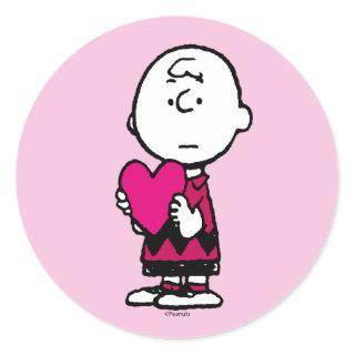 Peanuts | Valentine's Day | Heart Charlie Brown Classic Round Sticker