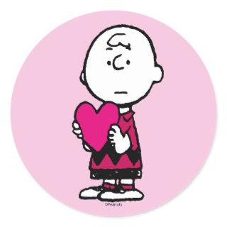 Peanuts | Valentine's Day | Heart Charlie Brown Classic Round Sticker