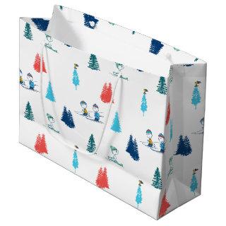 Peanuts | Winter Skiing the Slopes Pattern Large Gift Bag