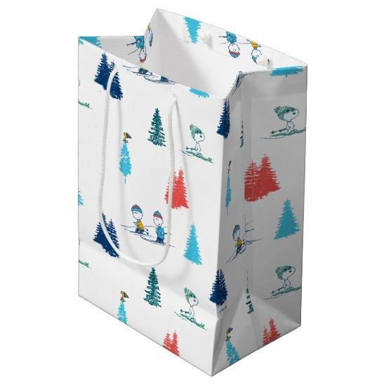 Peanuts | Winter Skiing the Slopes Pattern Medium Gift Bag