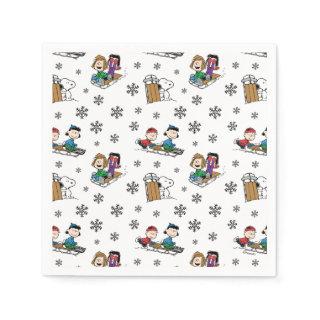 Peanuts | Winter Sledding Fun Pattern Napkins