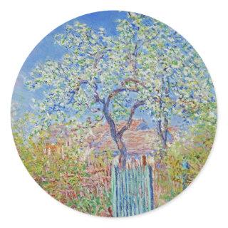 Pear Tree in Flower - Claude Monet Classic Round Sticker