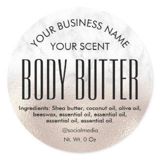 Pearl Rose Foil Marble Body Butter Labels