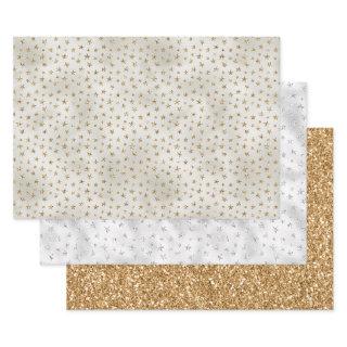 Pearl White Gold Glitter Sparkle Stars       Sheets