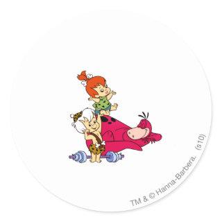 PEBBLES™ and Bam Bam  and Dino Playtime Classic Round Sticker