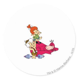 PEBBLES™ and Bam Bam  and Dino Playtime Classic Round Sticker