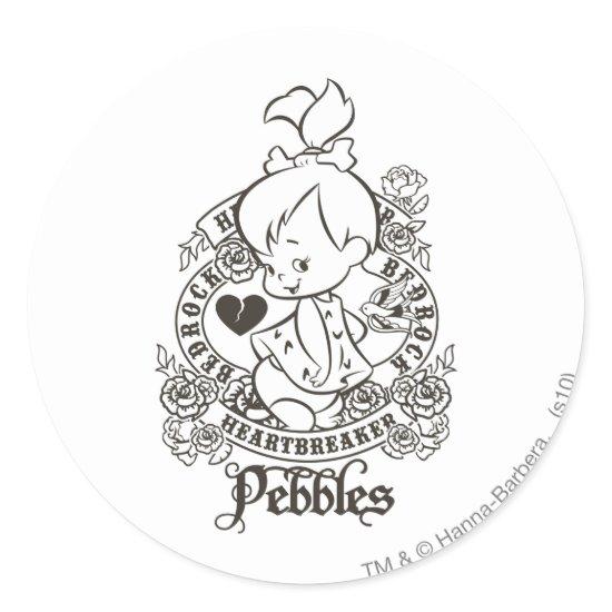 PEBBLES™ Heartbreaker B&W Classic Round Sticker