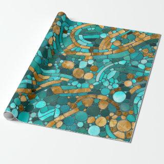 Pebbles Mosaic Art -Emerald and Gold
