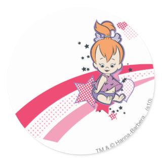 PEBBLES™ on Pink Rainbow Classic Round Sticker