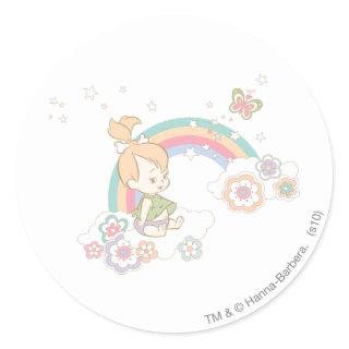 PEBBLES™ Rainbow and Flower Clouds Classic Round Sticker
