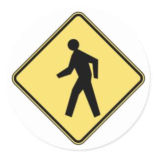 Pedestrian Crossing Classic Round Sticker