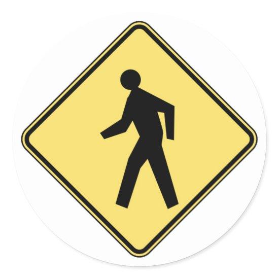 Pedestrian Crossing Classic Round Sticker